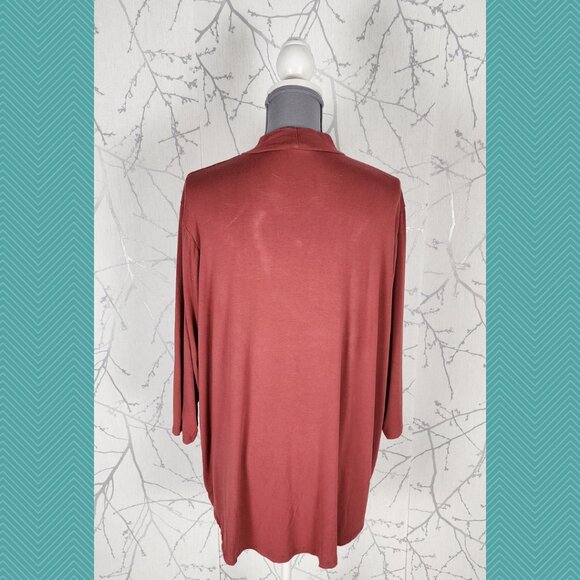 Ivy Rose Salmon Pink Stretch Jersey Mockneck Long Sleeve Top - Picture 3 of 4